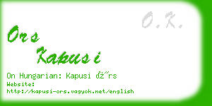 ors kapusi business card